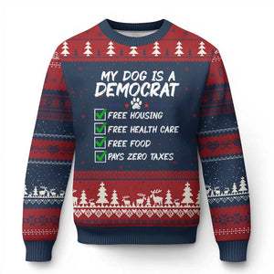 My Dog Is A Democrat Ugly Christmas Sweater Funny Political Satire Graphic