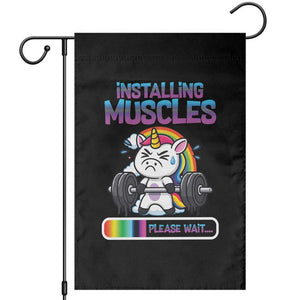 Installing Muscles Please Wait Garden Flag Cute Unicorn Gym Workout Gift TS12 Black Print Your Wear