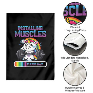 Installing Muscles Please Wait Garden Flag Cute Unicorn Gym Workout Gift TS12 Print Your Wear