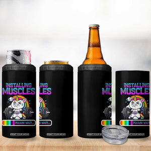 Installing Muscles Please Wait 4 in 1 Can Cooler Tumbler Cute Unicorn Gym Workout Gift TS12 Print Your Wear