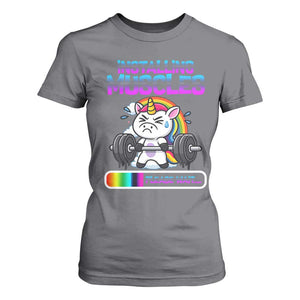 Installing Muscles Please Wait T Shirt For Women Cute Unicorn Gym Workout Gift TS12 Charcoal Print Your Wear