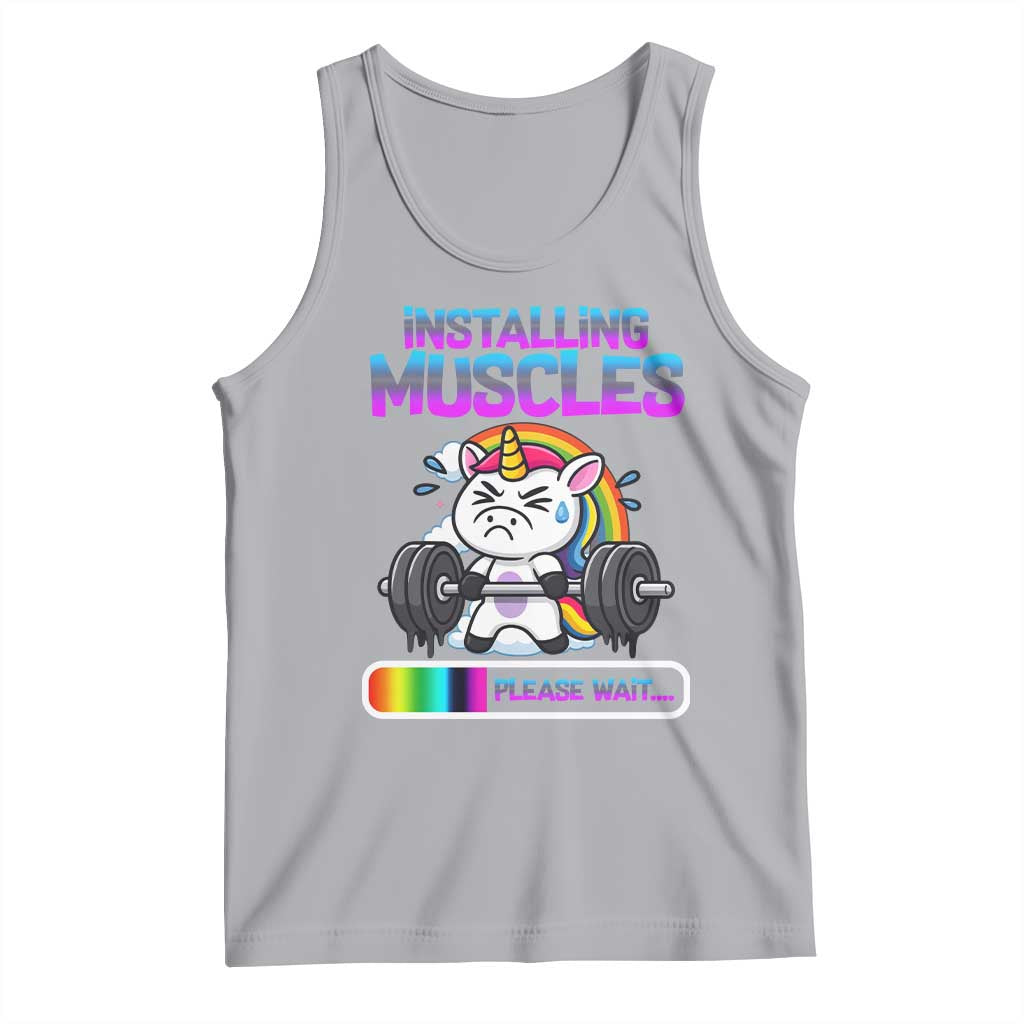 Installing Muscles Please Wait Tank Top Cute Unicorn Gym Workout Gift TS12 Athletic Heather Print Your Wear