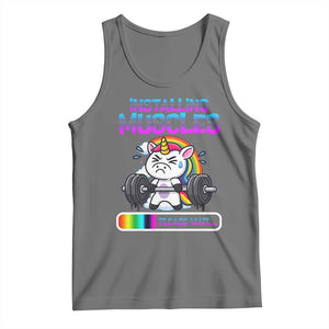 Installing Muscles Please Wait Tank Top Cute Unicorn Gym Workout Gift TS12 Black Heather Print Your Wear