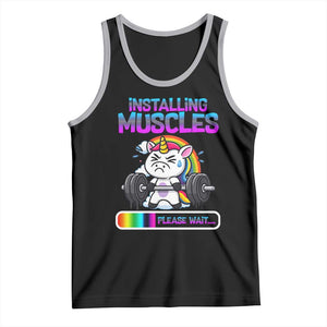 Installing Muscles Please Wait Tank Top Cute Unicorn Gym Workout Gift TS12 Black Athletic Heather Print Your Wear
