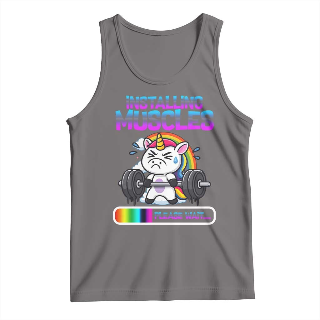 Installing Muscles Please Wait Tank Top Cute Unicorn Gym Workout Gift TS12 Deep Heather Print Your Wear
