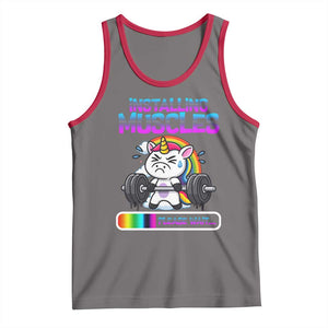 Installing Muscles Please Wait Tank Top Cute Unicorn Gym Workout Gift TS12 Deep Heather Red Print Your Wear