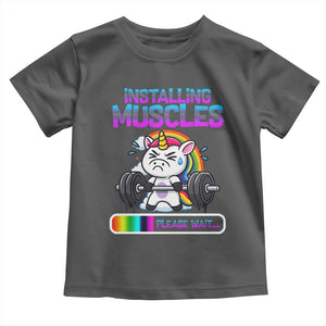 Installing Muscles Please Wait Toddler T Shirt Cute Unicorn Gym Workout Gift TS12 Dark Heather Print Your Wear