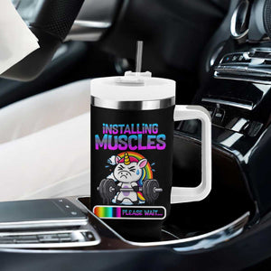 Installing Muscles Please Wait Tumbler With Handle Cute Unicorn Gym Workout Gift TS12 Print Your Wear