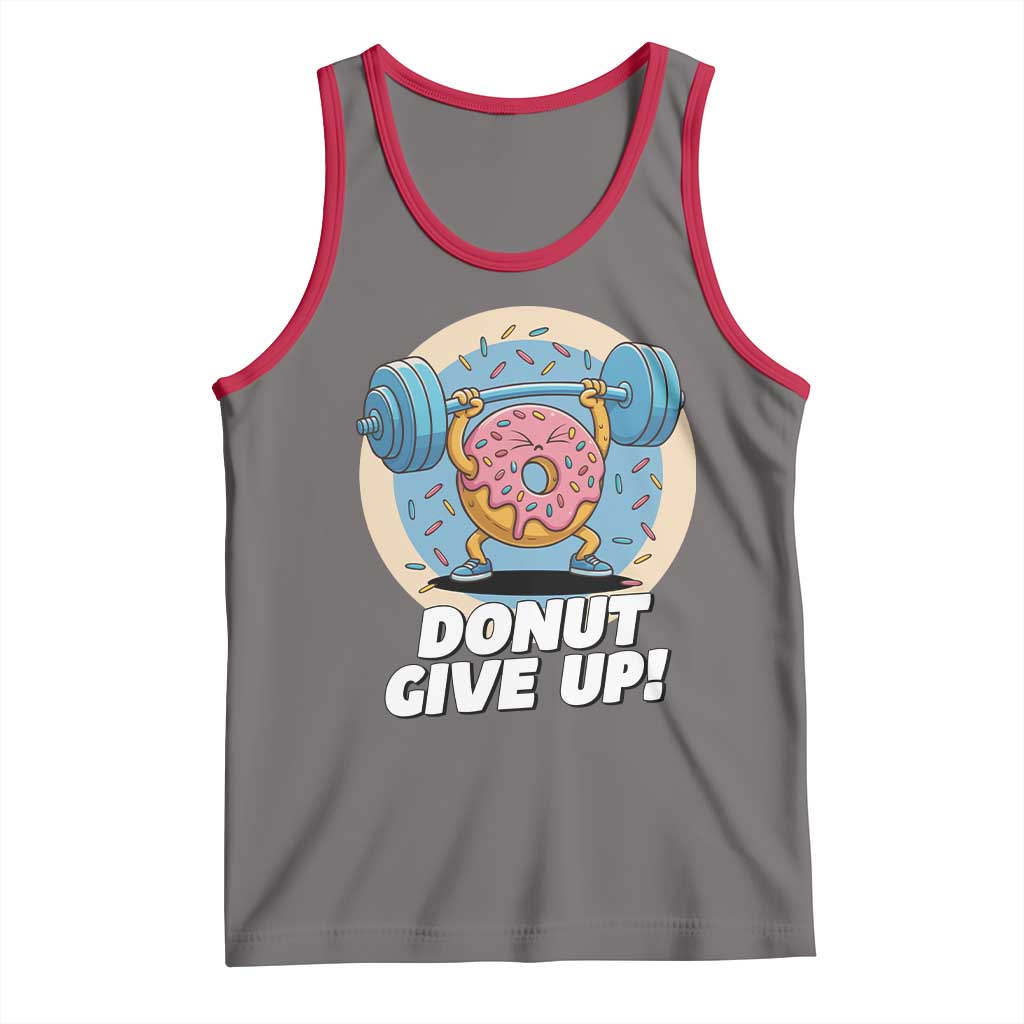 Donut Give Up Tank Top Funny Gym Workout Donut Lover Gift TS12 Deep Heather Red Print Your Wear