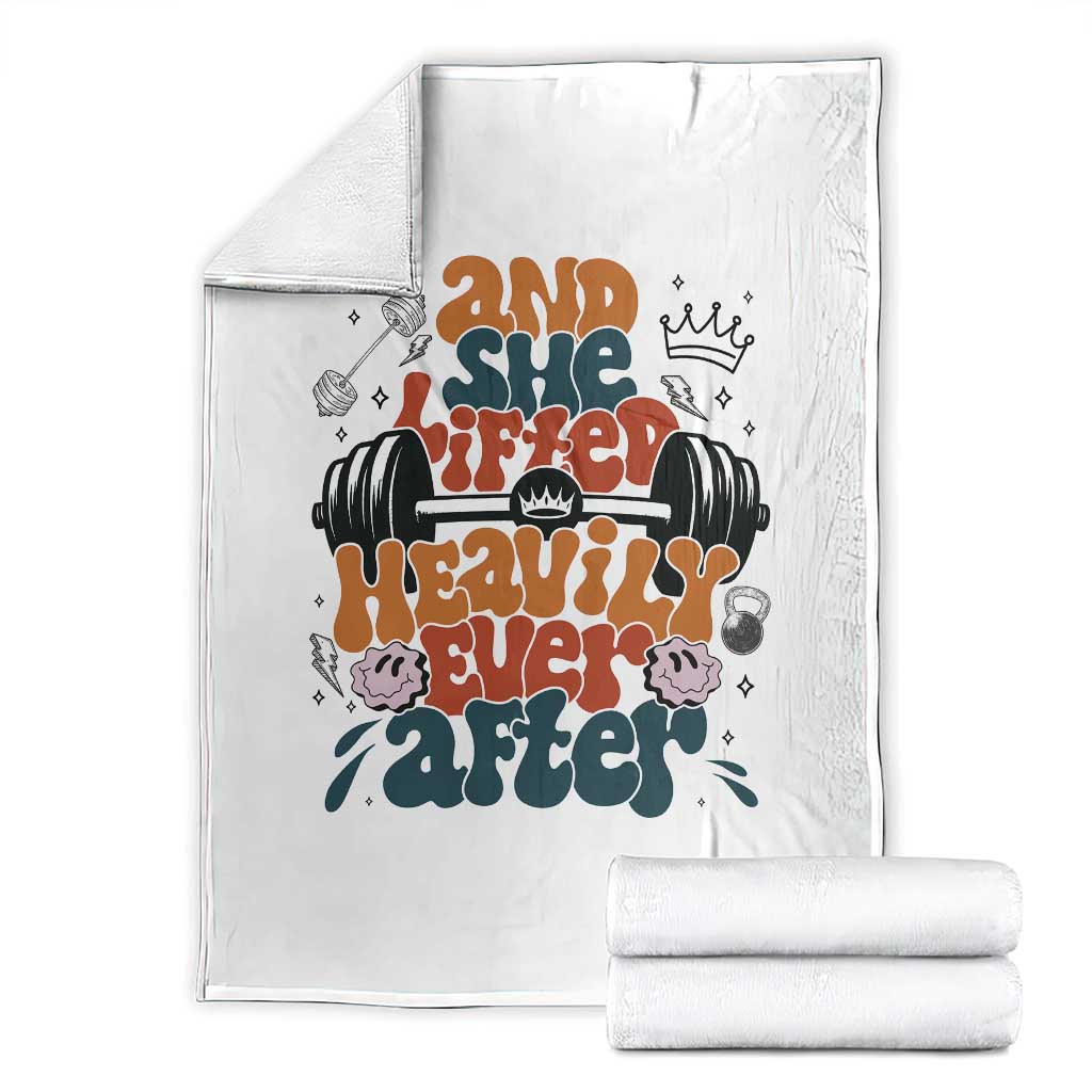 And She Lifted Heavily Ever After Throw Blanket Funny Gym Workout Gift TS12 White Print Your Wear