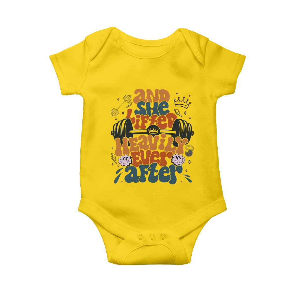 And She Lifted Heavily Ever After Baby Onesie Funny Gym Workout Gift TS12 Daisy Print Your Wear