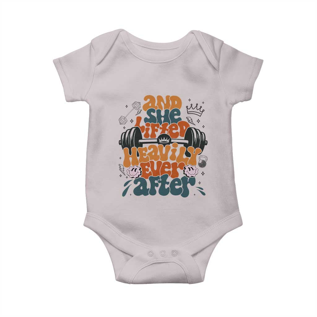 And She Lifted Heavily Ever After Baby Onesie Funny Gym Workout Gift TS12 Ice Gray Print Your Wear