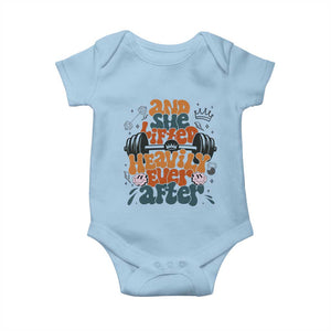 And She Lifted Heavily Ever After Baby Onesie Funny Gym Workout Gift TS12 Light Blue Print Your Wear