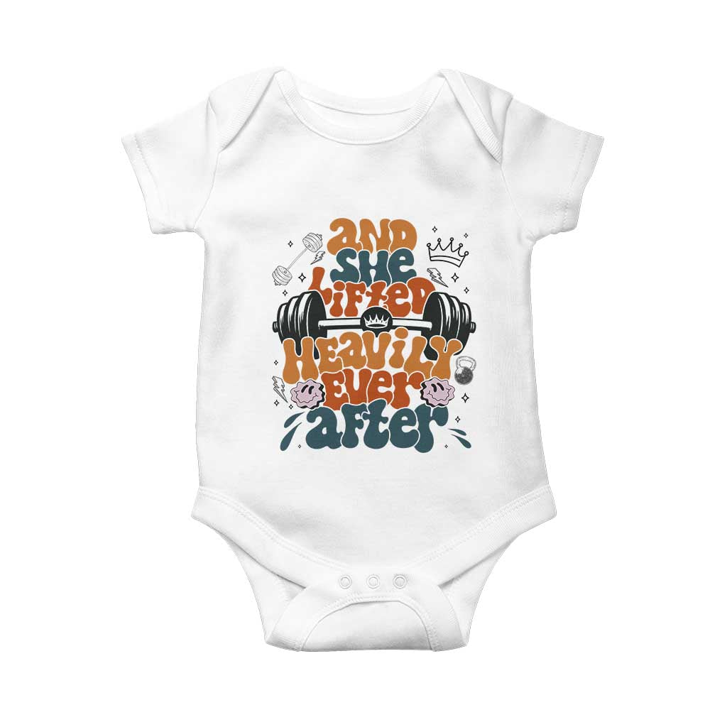 And She Lifted Heavily Ever After Baby Onesie Funny Gym Workout Gift TS12 White Print Your Wear