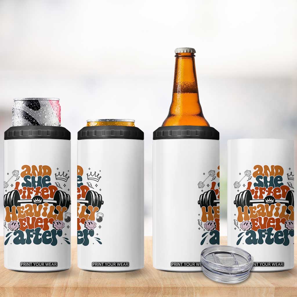 And She Lifted Heavily Ever After 4 in 1 Can Cooler Tumbler Funny Gym Workout Gift TS12 Print Your Wear