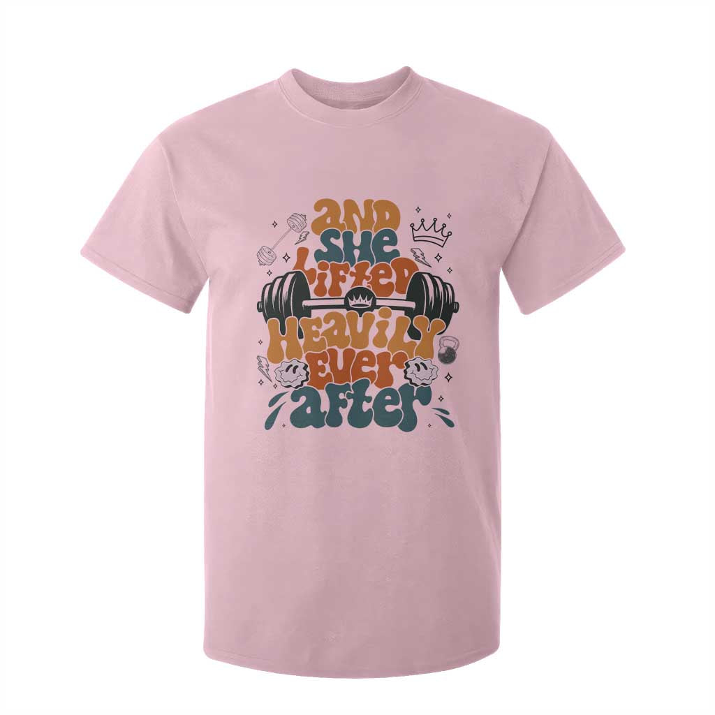 And She Lifted Heavily Ever After T Shirt For Kid Funny Gym Workout Gift TS12 Light Pink Print Your Wear