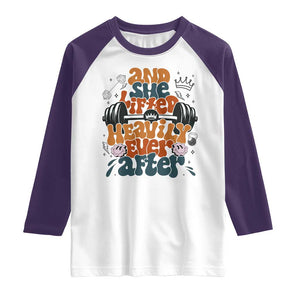 And She Lifted Heavily Ever After Raglan Shirt Funny Gym Workout Gift TS12 White Purple Print Your Wear