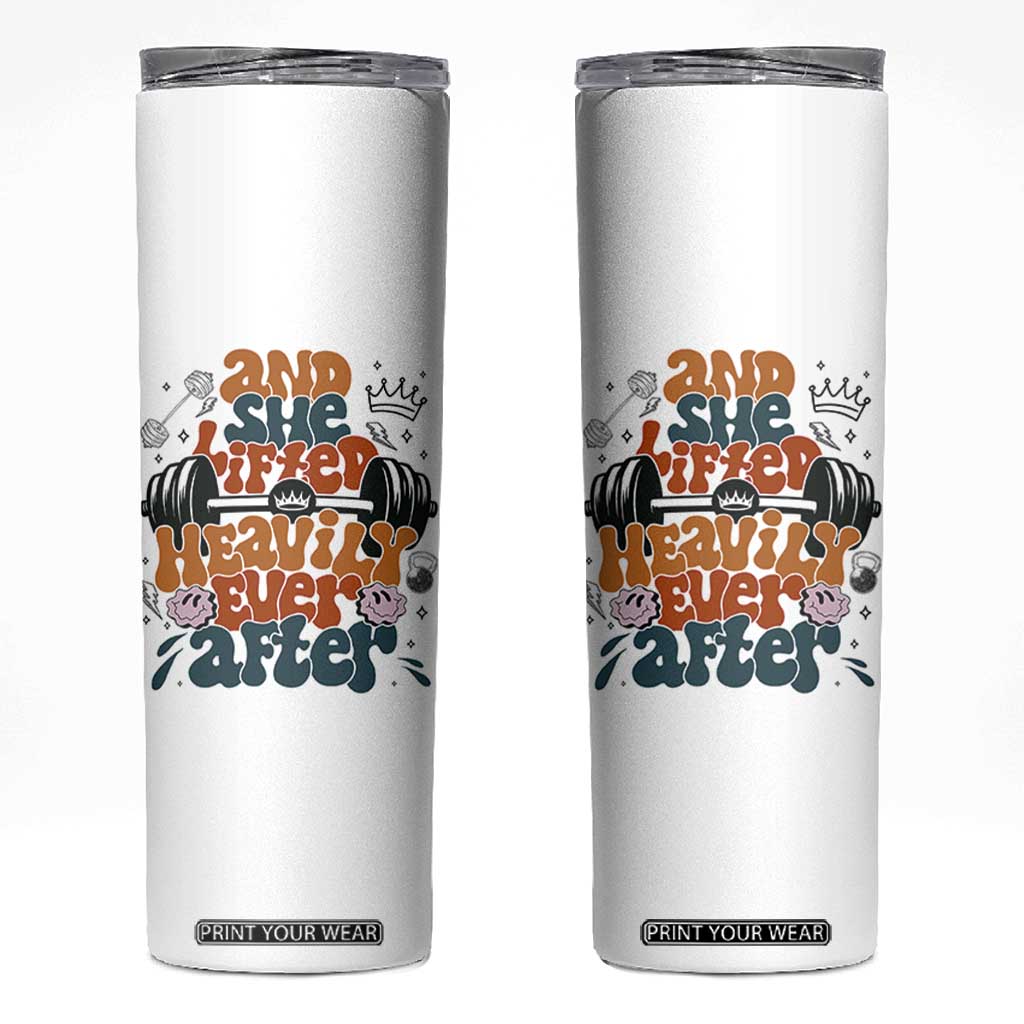 And She Lifted Heavily Ever After Skinny Tumbler Funny Gym Workout Gift TS12 White Print Your Wear