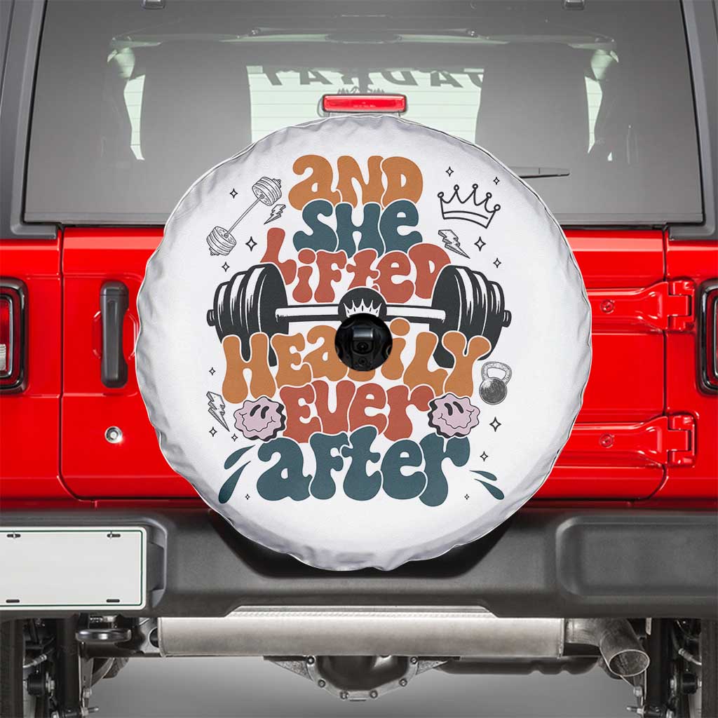 And She Lifted Heavily Ever After Spare Tire Cover Funny Gym Workout Gift TS12 White Print Your Wear