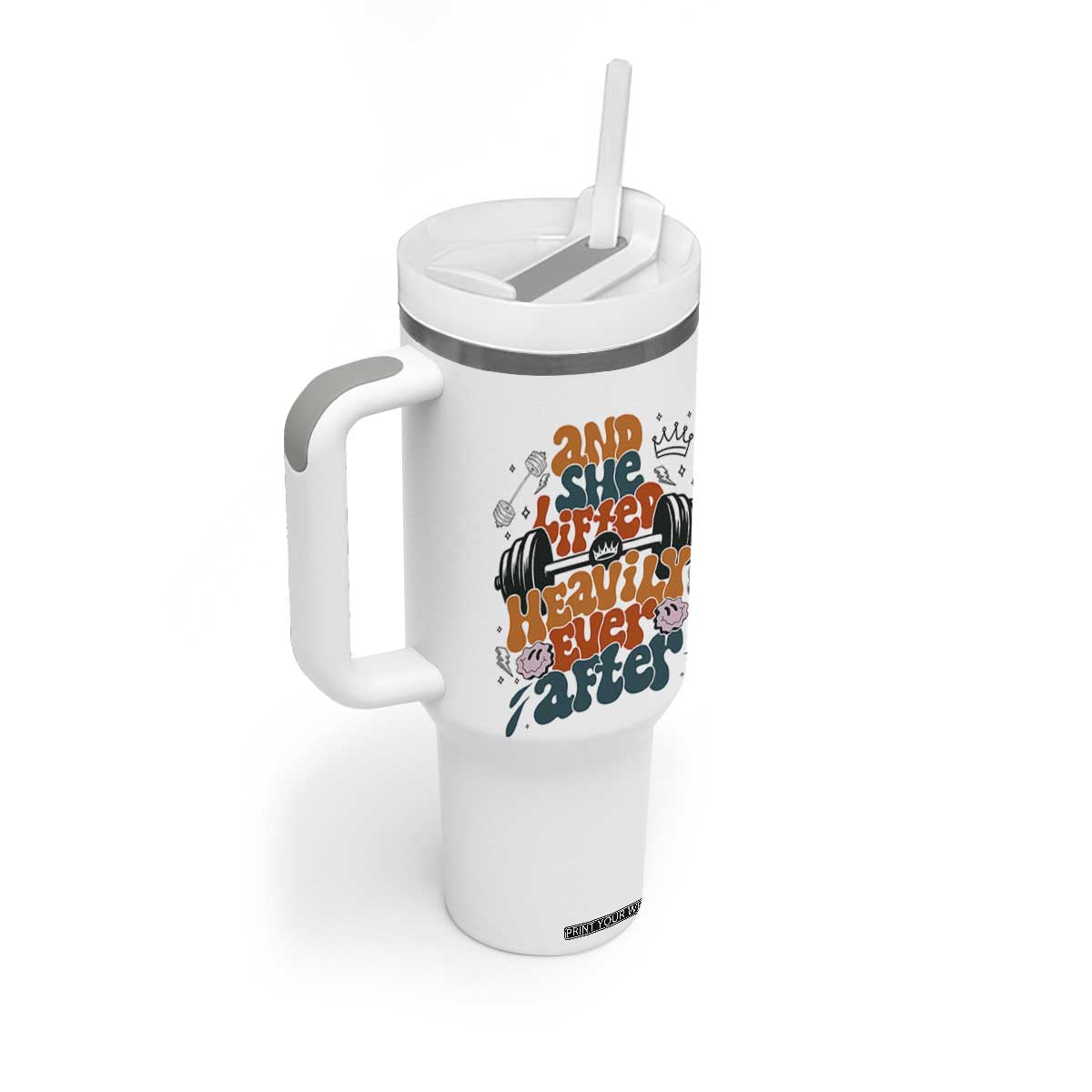 And She Lifted Heavily Ever After Tumbler With Handle Funny Gym Workout Gift TS12 Print Your Wear