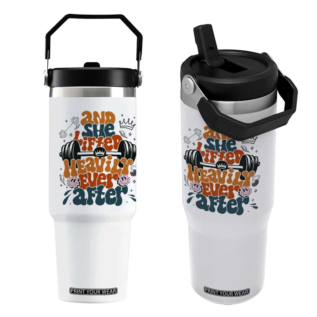 And She Lifted Heavily Ever After Flip Straw Tumbler Funny Gym Workout Gift TS12 One Size: 30 oz White Print Your Wear