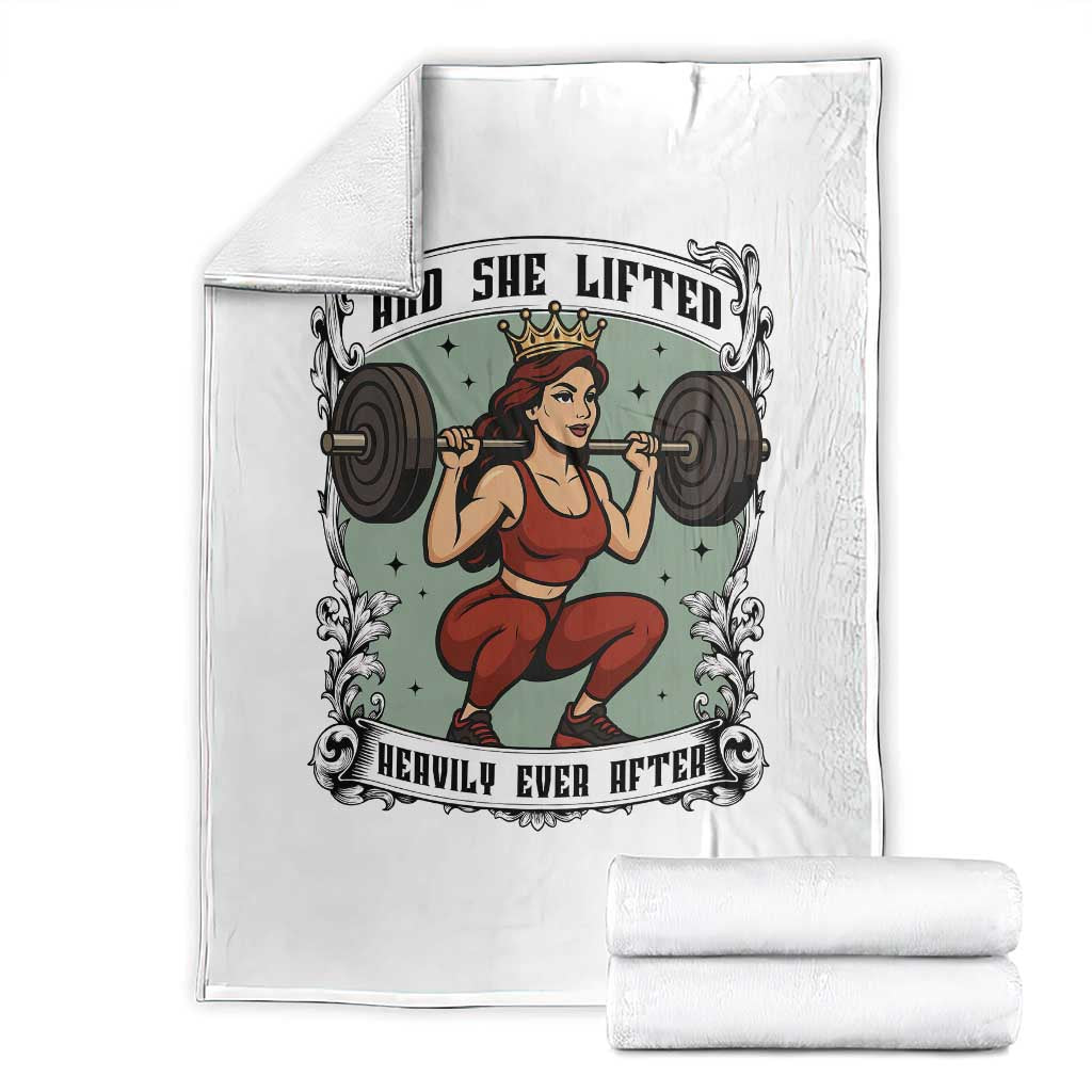 And She Lifted Heavily Ever After Throw Blanket Women Weightlifting Humor Gift TS12 White Print Your Wear