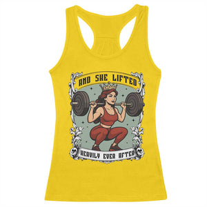 And She Lifted Heavily Ever After Racerback Tank Top Women Weightlifting Humor Gift TS12 Daisy Print Your Wear