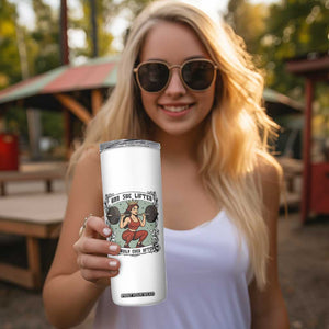 And She Lifted Heavily Ever After Skinny Tumbler Women Weightlifting Humor Gift TS12 Print Your Wear