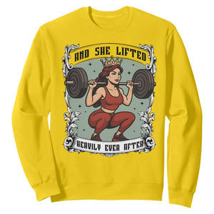 And She Lifted Heavily Ever After Sweatshirt Women Weightlifting Humor Gift TS12 Daisy Print Your Wear