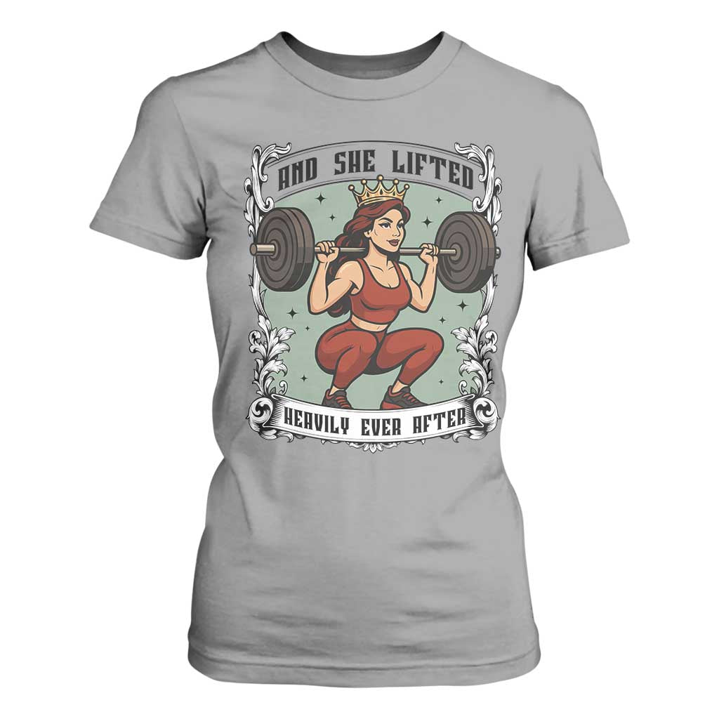 And She Lifted Heavily Ever After T Shirt For Women Women Weightlifting Humor Gift TS12 Sport Gray Print Your Wear