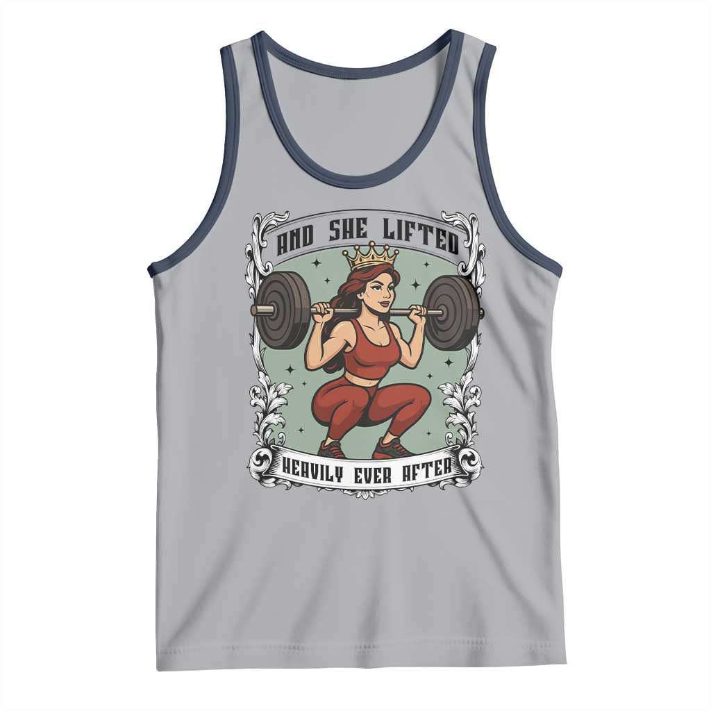 And She Lifted Heavily Ever After Tank Top Women Weightlifting Humor Gift TS12 Athletic Heather Navy Print Your Wear