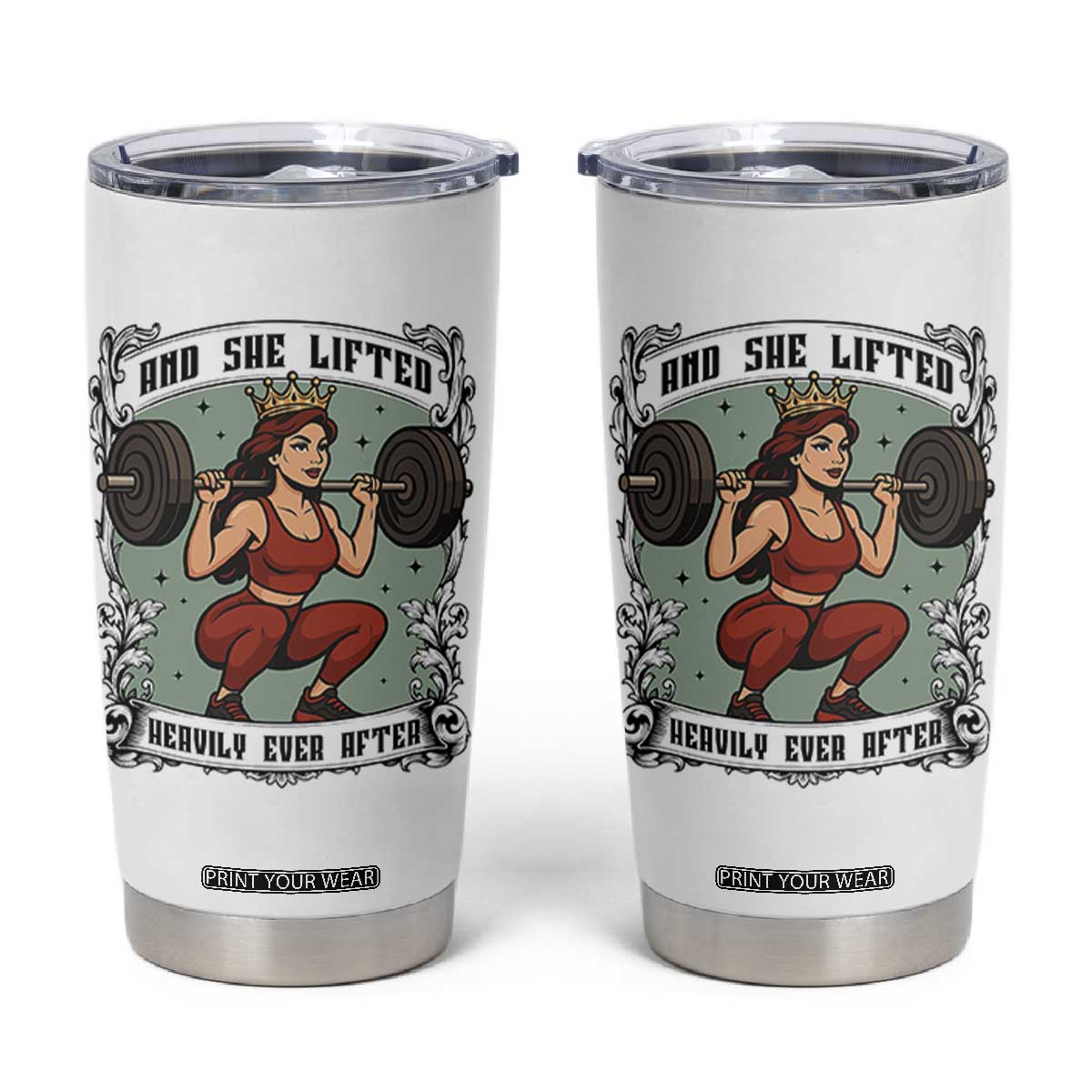 And She Lifted Heavily Ever After Tumbler Cup Women Weightlifting Humor Gift TS12 White Print Your Wear