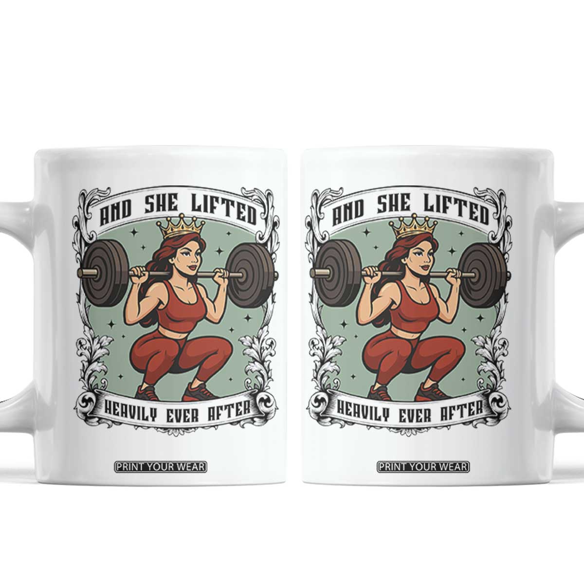 And She Lifted Heavily Ever After Coffee Mug Women Weightlifting Humor Gift TS12 White Print Your Wear