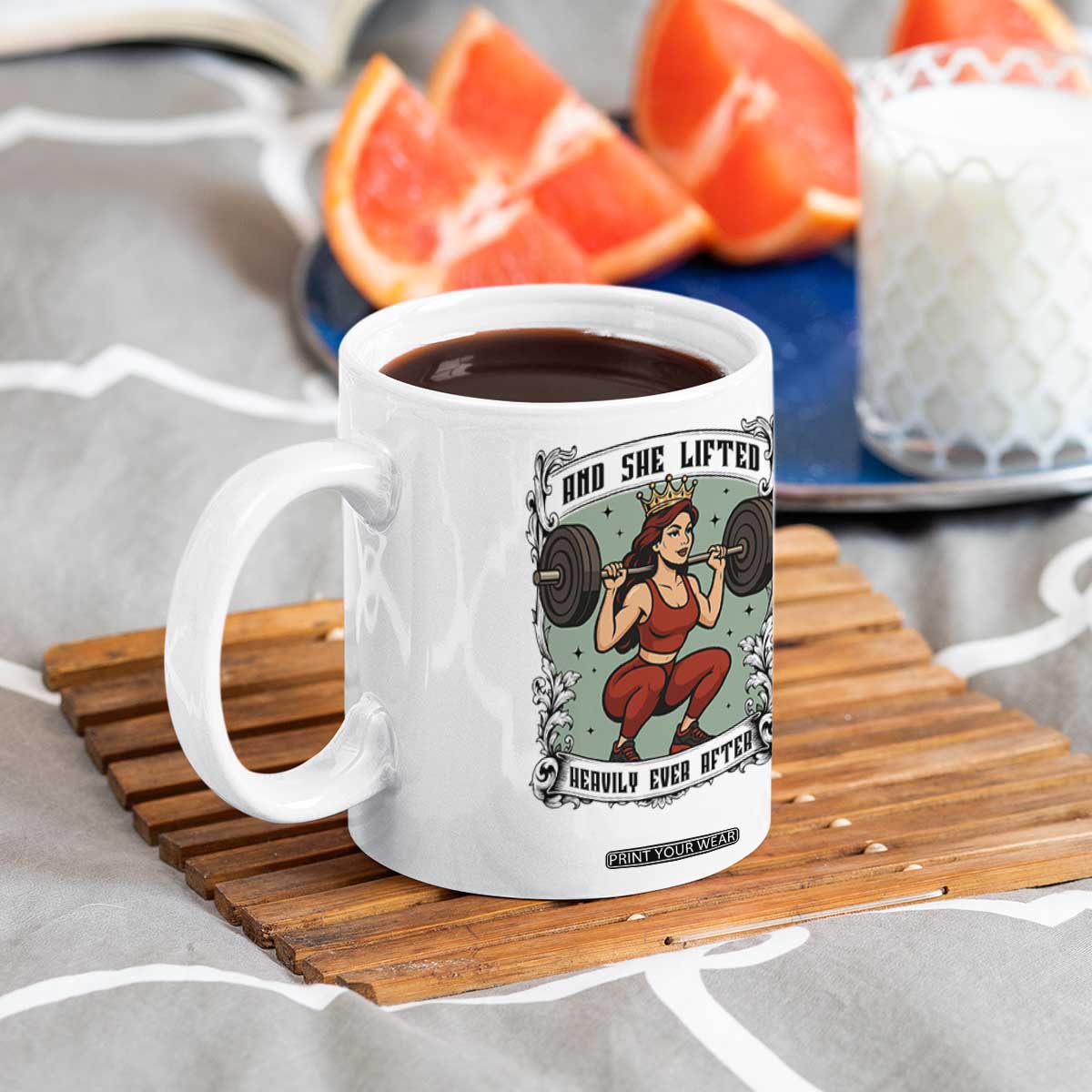And She Lifted Heavily Ever After Coffee Mug Women Weightlifting Humor Gift TS12 Print Your Wear