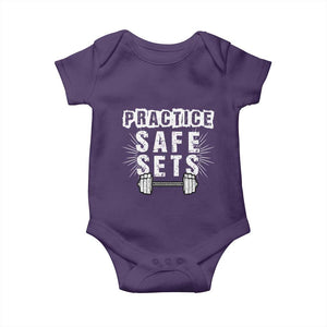 Practice Safe Sets Baby Onesie Funny Gym Workout Gift TS12 Purple Print Your Wear