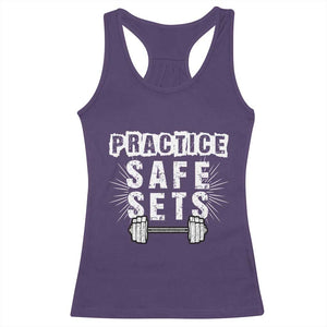 Practice Safe Sets Racerback Tank Top Funny Gym Workout Gift TS12 Purple Print Your Wear