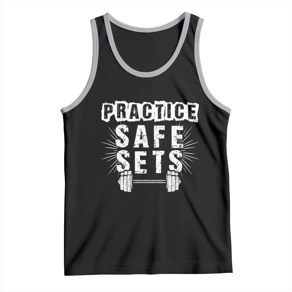 Practice Safe Sets Tank Top Funny Gym Workout Gift TS12 Black Athletic Heather Print Your Wear