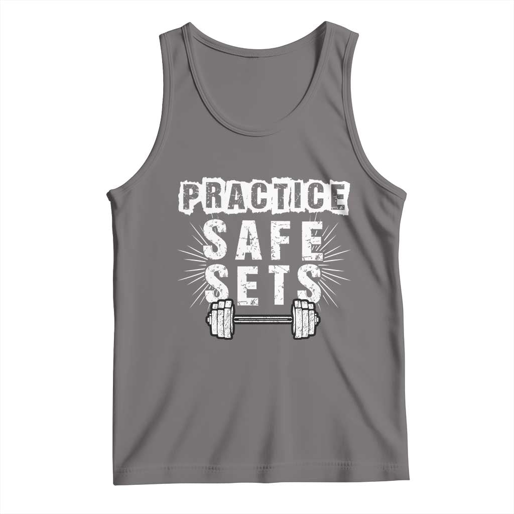 Practice Safe Sets Tank Top Funny Gym Workout Gift TS12 Deep Heather Print Your Wear