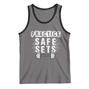 Practice Safe Sets Tank Top Funny Gym Workout Gift TS12 Deep Heather Black Print Your Wear