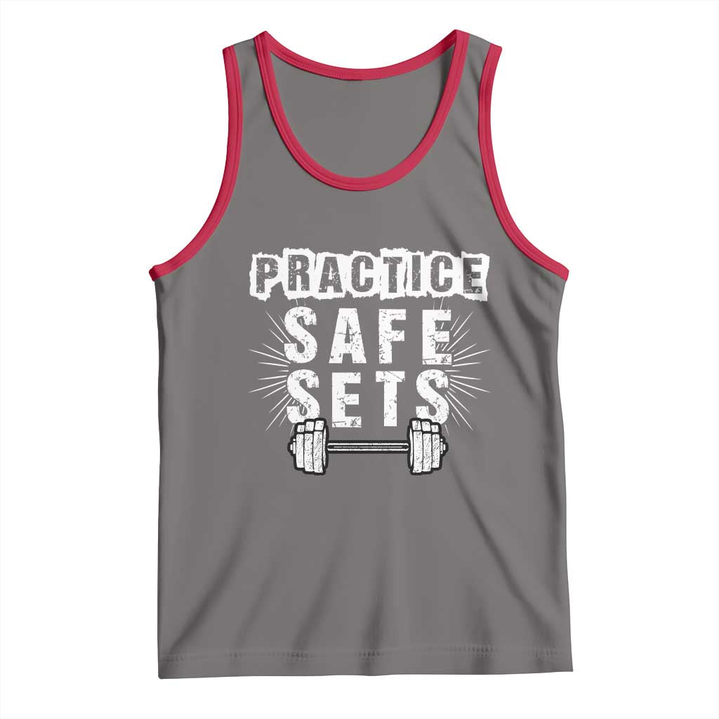 Practice Safe Sets Tank Top Funny Gym Workout Gift TS12 Deep Heather Red Print Your Wear