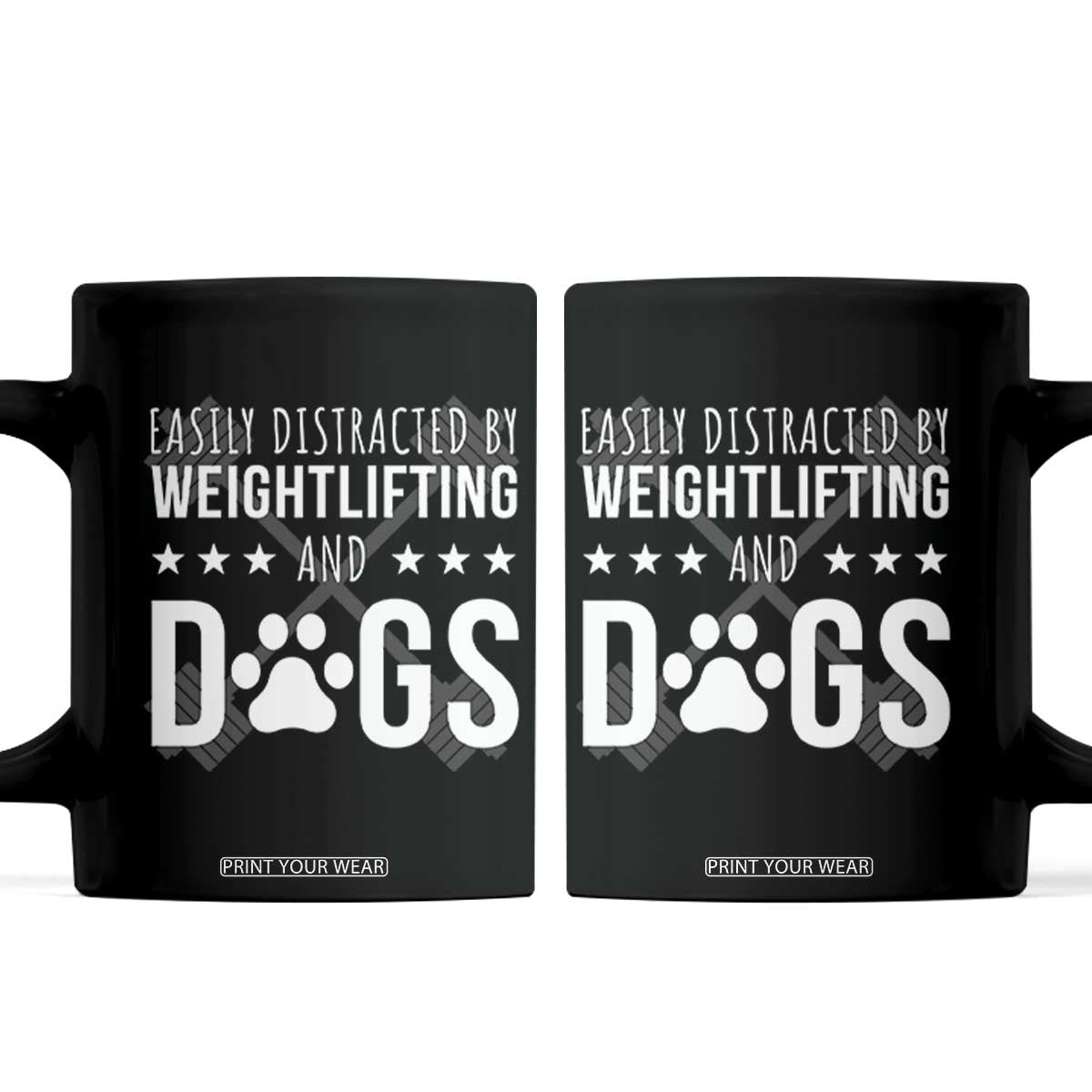 Easily Distracted By Weightlifting And Dogs Coffee Mug Funny Gym Gift TS12 Black Print Your Wear