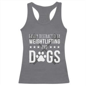 Easily Distracted By Weightlifting And Dogs Racerback Tank Top Funny Gym Gift TS12 Charcoal Print Your Wear