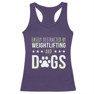 Easily Distracted By Weightlifting And Dogs Racerback Tank Top Funny Gym Gift TS12 Purple Print Your Wear