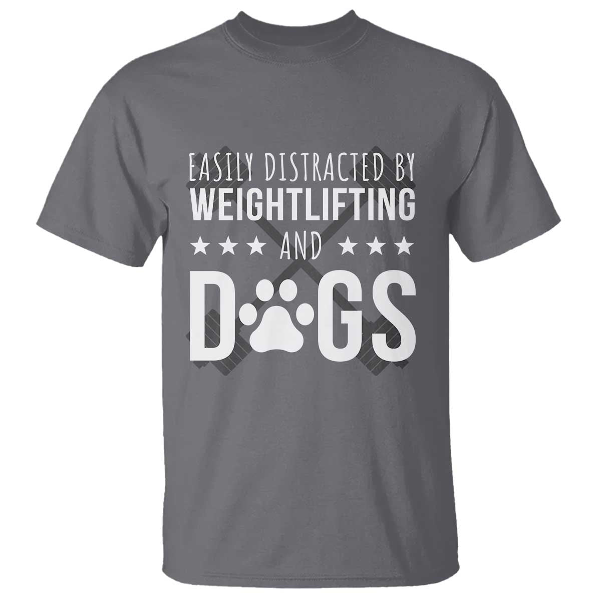 Easily Distracted By Weightlifting And Dogs T Shirt Funny Gym Gift TS12 Charcoal Print Your Wear