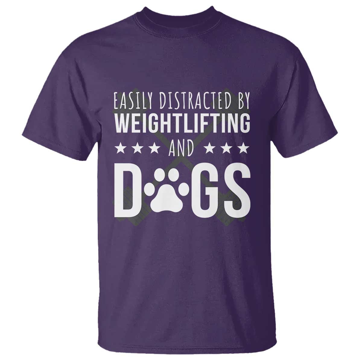 Easily Distracted By Weightlifting And Dogs T Shirt Funny Gym Gift TS12 Purple Print Your Wear