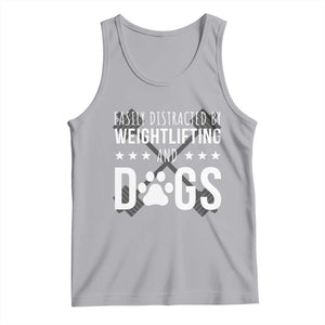 Easily Distracted By Weightlifting And Dogs Tank Top Funny Gym Gift TS12 Athletic Heather Print Your Wear