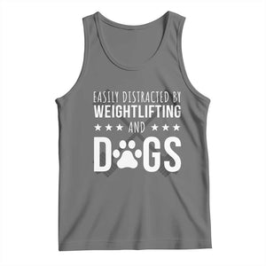 Easily Distracted By Weightlifting And Dogs Tank Top Funny Gym Gift TS12 Black Heather Print Your Wear