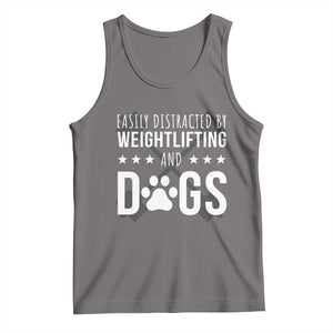 Easily Distracted By Weightlifting And Dogs Tank Top Funny Gym Gift TS12 Deep Heather Print Your Wear
