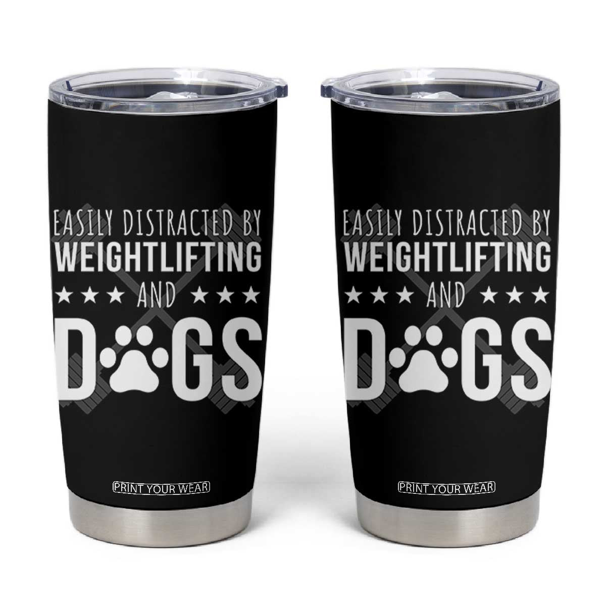 Easily Distracted By Weightlifting And Dogs Tumbler Cup Funny Gym Gift TS12 Black Print Your Wear