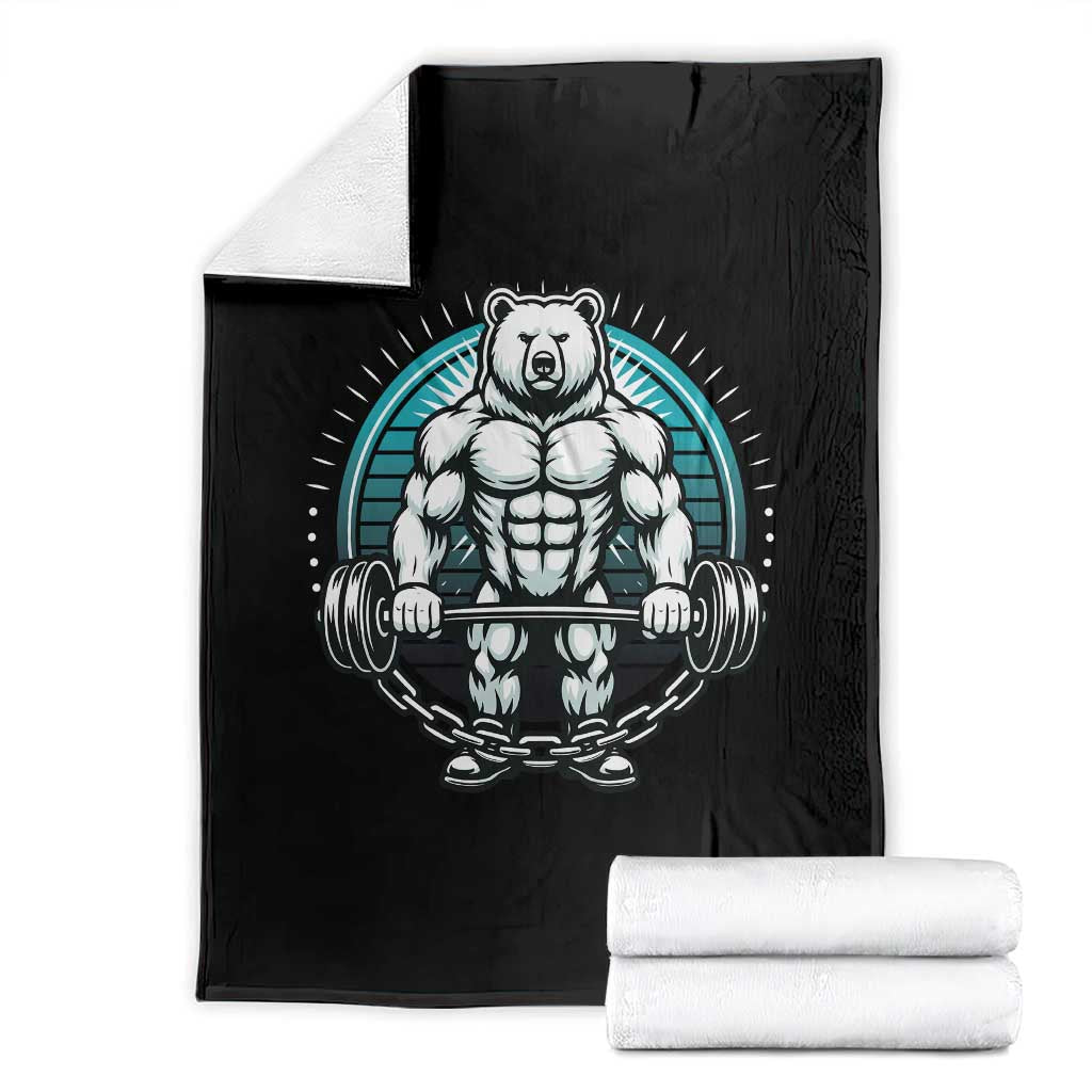 Funny Gym Workout Humor Throw Blanket Cute Weightlifting Bear Gift TS12 Black Print Your Wear
